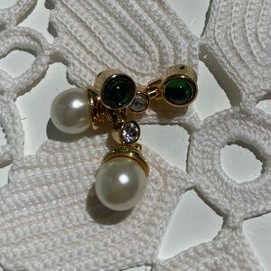 Vintage Gold and Green Pearl Earrings